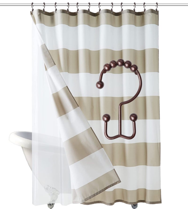 Yapicoco Shower Curtain Hooks Rings for Bathroom, 12PCS Stainless Steel Metal Rust Resistant Balance Sliding Double Curtain Hooks (Bronze) - Image 5